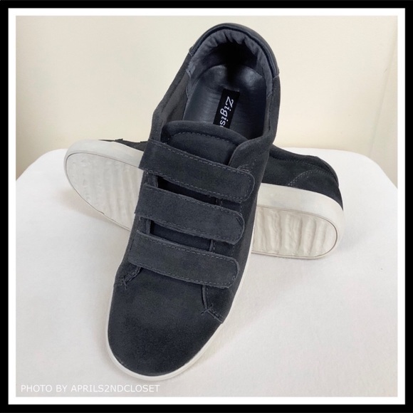 ZIGI SOHO CHARCOAL SUEDE LACELESS SNEAKERS A3C - Picture 6 of 8